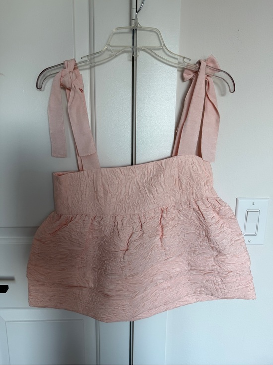 HUNTER BELL Tops - Hunter Bell Women’s Pink Tie-Shoulder Textured Crop Top